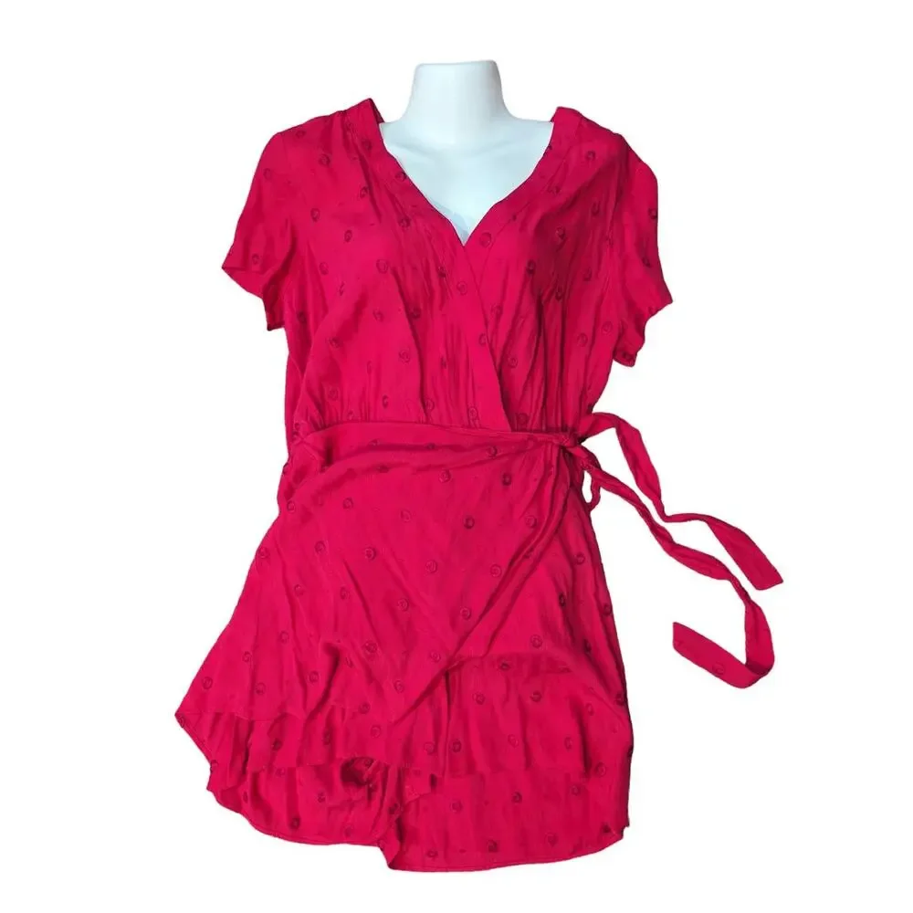 Anthropologie Fuchsia Romper Embroidered dot pattern size M - Picture 3 of 9